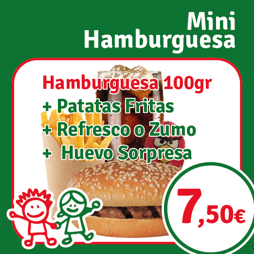 MENU INFANTIL HAMBURGUESA