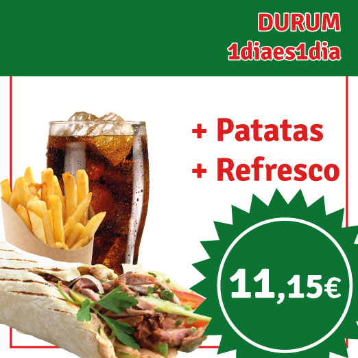 MENU DURUM 1DIAES1DIA +PATATAS+REFRESCO