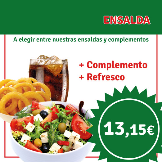 MENU ENSALADA +COMPLEMENTO+REFRESCO